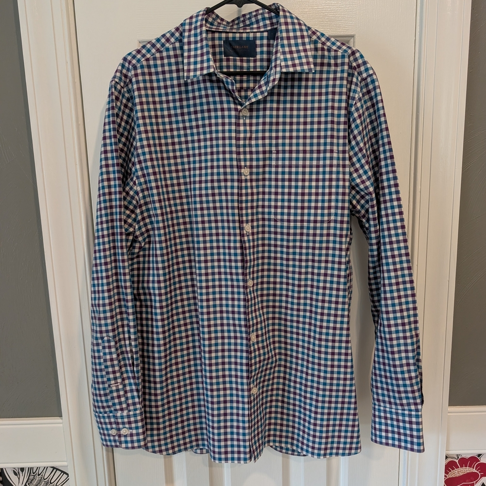 Men's Blue and Red Checkered Casual Shirt